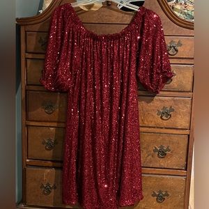 Red sequin minidress by Venus. XL